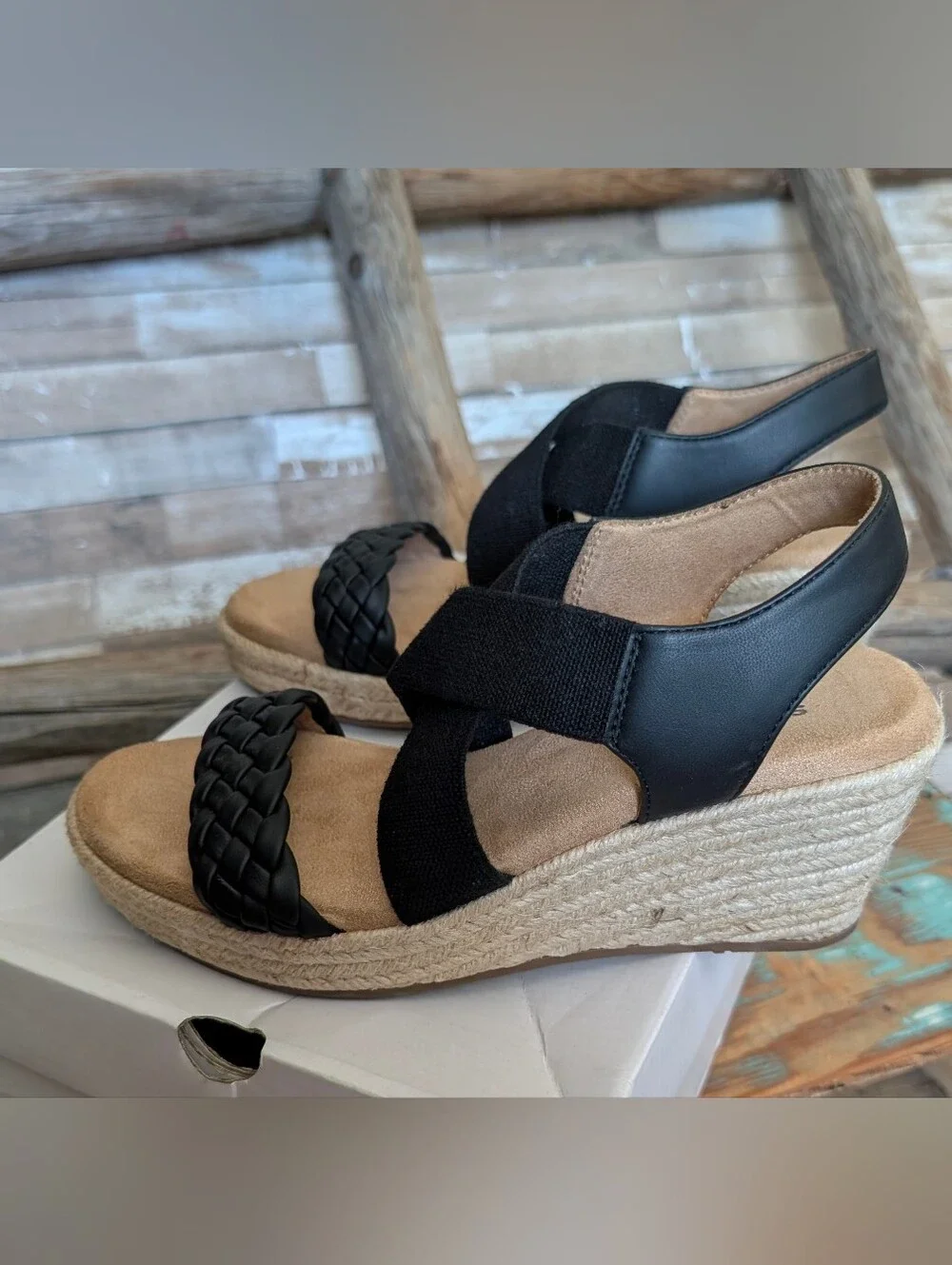 Sonoma Ortholite Eco Style Corra Espadrilles Black Wedges